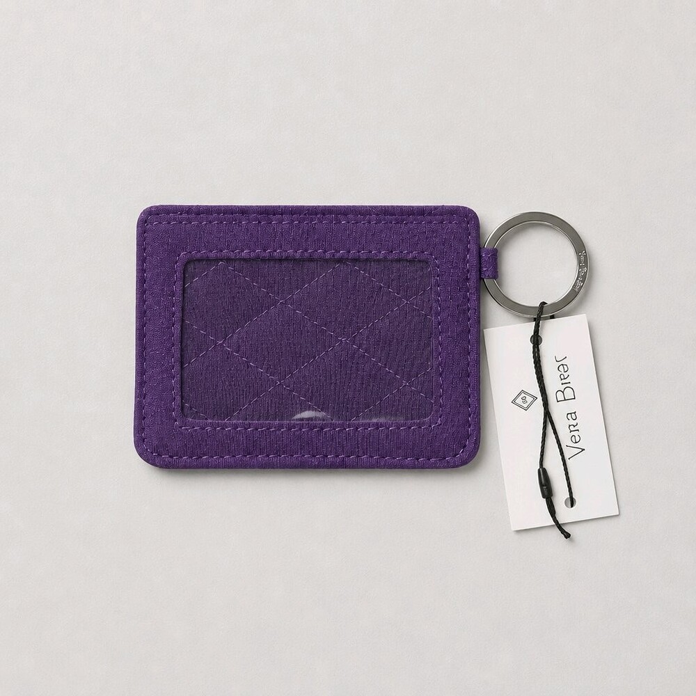 Vera Bradley Quilted Fabric Card Holder Purple &VB Holographic Butterfly Lanyard - Picture 4 of 4